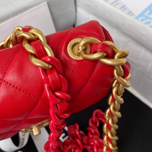 CHANEL MINI FLAP BAG RED AS3205 - Image 6