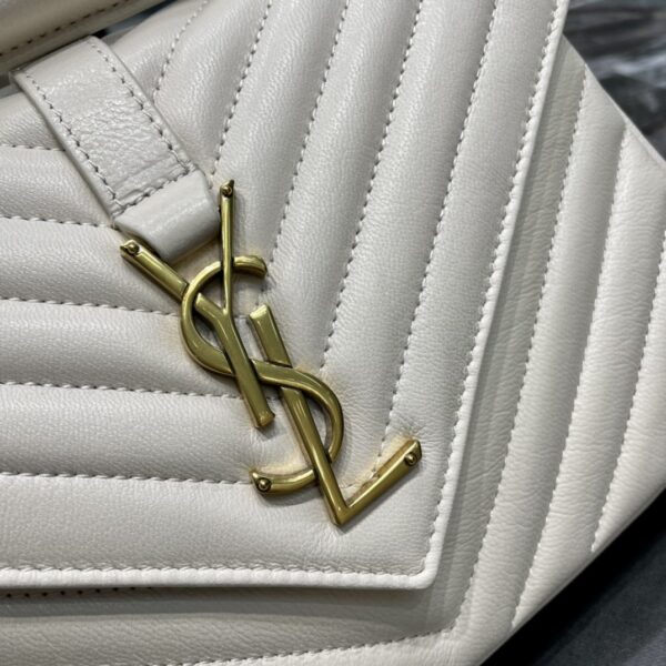 SAINT LAURENT COLLEGE MEDIUM CHAIN BAG IN QUILTED LEATHER WHITE 24CM 600279BRM079207 - Image 5