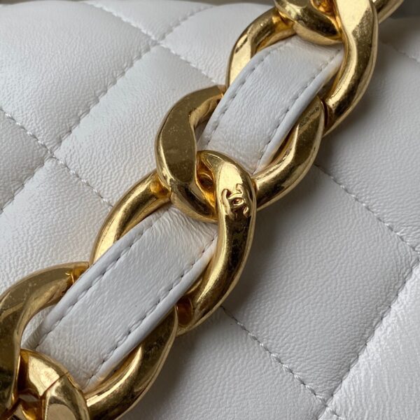 CHANEL LARGE FLAP BAG WHITE 27CM AS3215 - Image 5