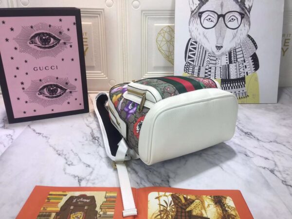 GUCCI WOMEN'S FLORA PRINT MONOGRAM BACKPACK WHITE 29CM - Image 8