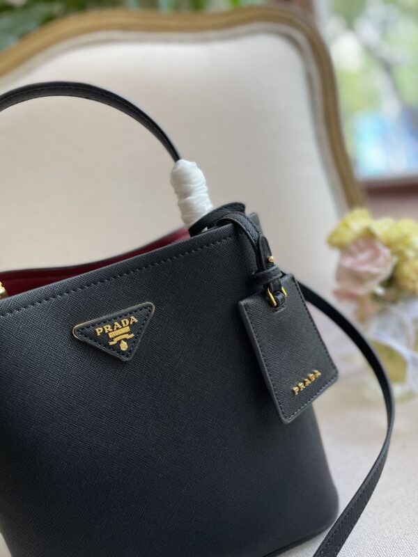 PRADA MEDIUM SAFFIANO LEATHER PANIER BAG BLACK 1BA2122ERXF0LJ4VOOO - Image 2