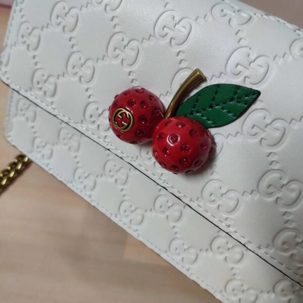 GUCCI GG SUPREME MINI BAG WITH CHERRIES IN WHITE 20CM - Image 7