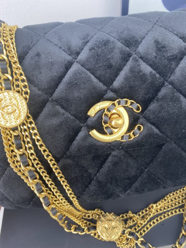 CHANEL QUILTED MINI CC SUEDE FLAP BLACK AS3378 B08480 94305 - Image 6