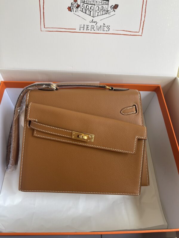 HERMES KELLY SELLIER EN DESORDRE EPSOM GOLD-TONED HARDWARE BROWN 25CM - Image 10