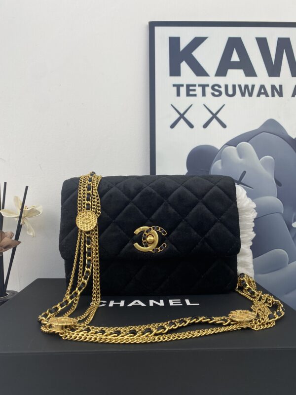 CHANEL QUILTED MINI CC SUEDE FLAP BLACK AS3378 B08480 94305 - Image 5