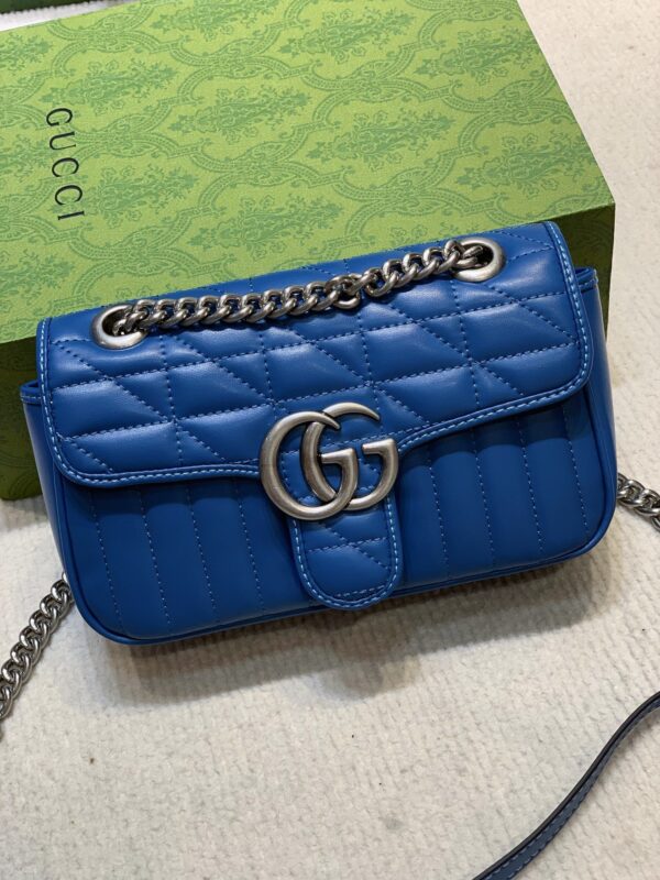 GUCCI GG MARMONT MINI SHOULDER BAG BLUE 23CM  ?443497 UM8AF 4340 - Image 10