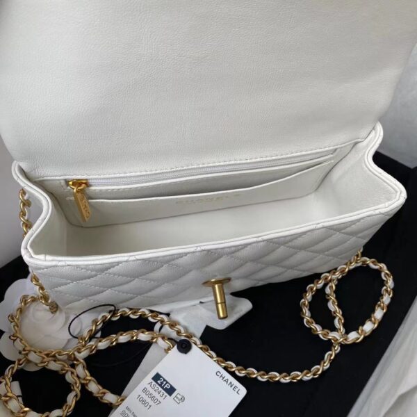 CHANEL MINI FLAP BAG WITH TOP HANDLE WHITE AS2431 - Image 3
