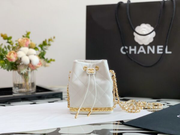 CHANEL SMALL BUCKET WITH CHAIN WHITE NECKLACE AP2750 - Image 8
