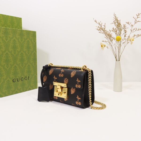 GUCCI PADLOCK SMALL BERRY SHOULDER BLACK LEATHER 20CM 409487 1T5ZG 1170 - Image 8