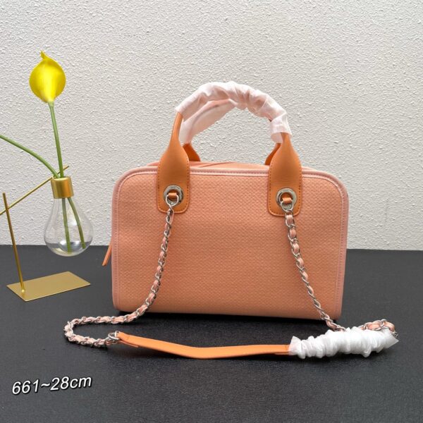 CHANEL DEAUVILLE 2WAY ELEGANT LIGHT ORANGE 28CM A92749 - Image 2