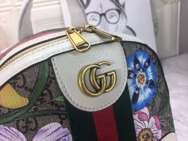 GUCCI WOMEN'S FLORA PRINT MONOGRAM BACKPACK WHITE 29CM - Image 9