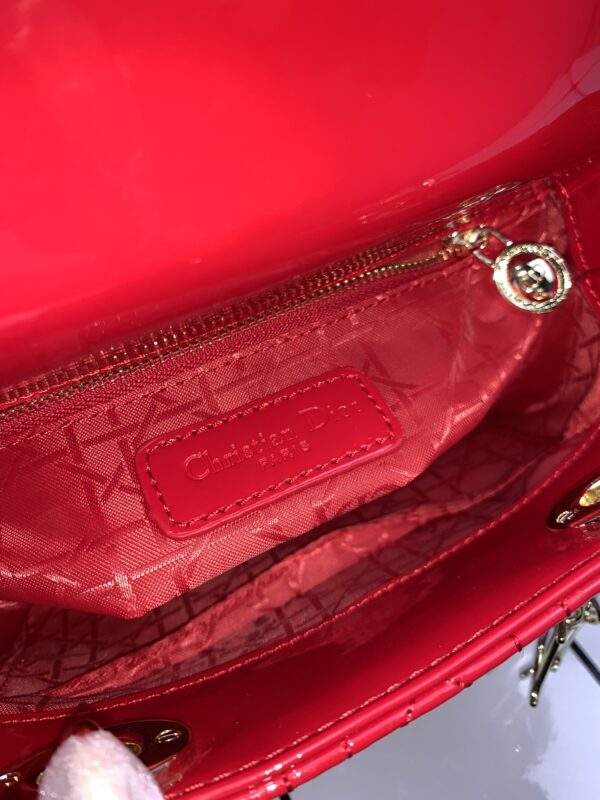 DIOR MEDIUM LADY BLUSH CANNAGE BAG RED 20CM - Image 9