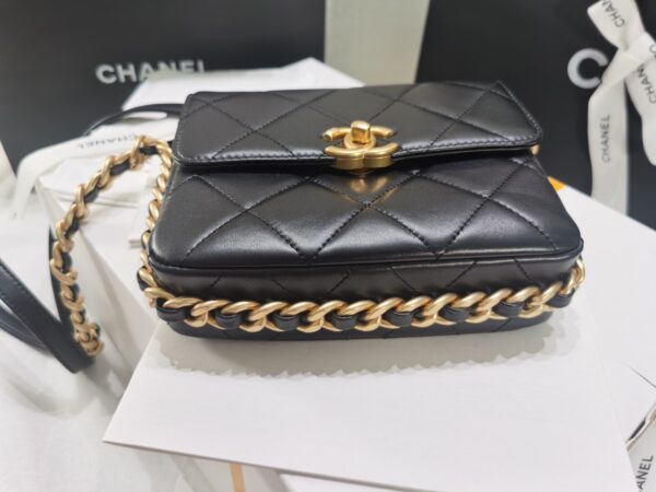 CHANEL MINI FLAP GOLD MENTAL BAG 17CM - Image 5