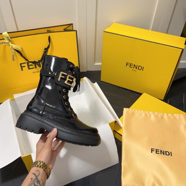 FENDI WOMEN'S BLACK LEATHER ANKLE BOOTS BLACK - Image 8