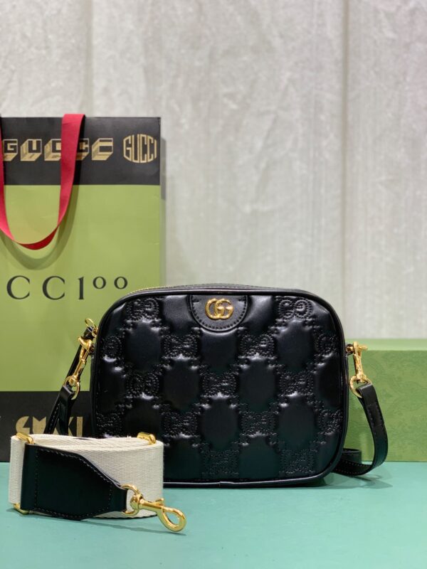 GUCCI GG MATELASSE LEATHER SMALL BAG BLACK 702234 UM8HG 1046 - Image 2