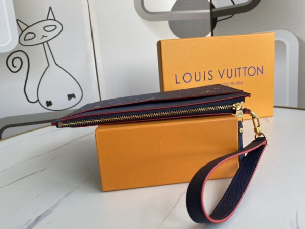 LOUIS VUITTON MONOGRAM MINI CLUTCH 23CM NAVY BLUE WALLET - Image 7