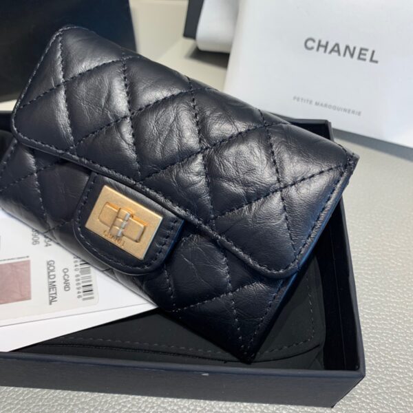 CHANEL 2.55 FLAP CARD HOLDER BLACK WALLET - Image 8