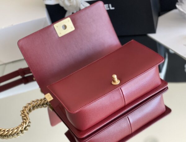 CHANEL MEDIUM BOY CAVIAR HANDBAGS RED 25CM - Image 8