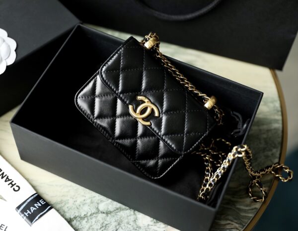 CHANEL MINI FLAP WALLET ON CHAIN BLACK 12.5CM - Image 6