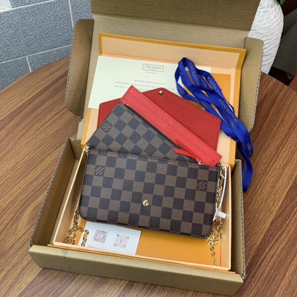 LOUIS VUITTON FÉLICIE POCHETTE DAMIER AZUR 21cm N63032 - Image 6