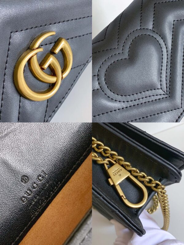 GUCCI WOMEN'S GG MARMONT MINI BAG BLACK 18CM  488426 DSVRT 1000 - Image 7