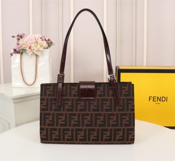 FENDI 1990S ZUCCA BORSA FF BROWN TOTE MARRONE 30CM - Image 2
