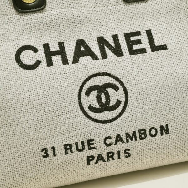 CHANEL DEAUVILLE SHOPPING TOTE BAG GREY 37CM - Image 8