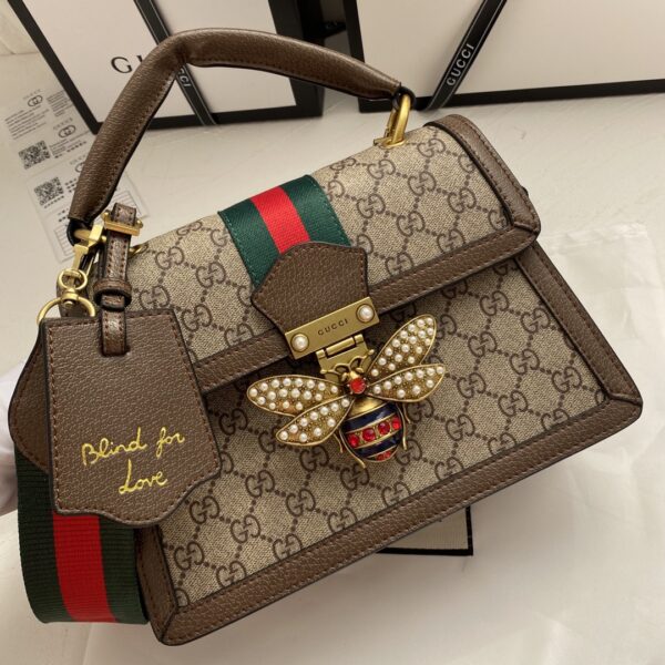 GUCCI QUEEN MARGARET GG SMALL TOP HANDLE BAG BROWN 25.5CM - Image 9