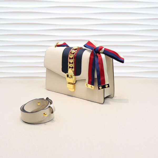 GUCCI SYLVIE LEATHER MINI CHAIN BAG WHITE 25.5CM - Image 9