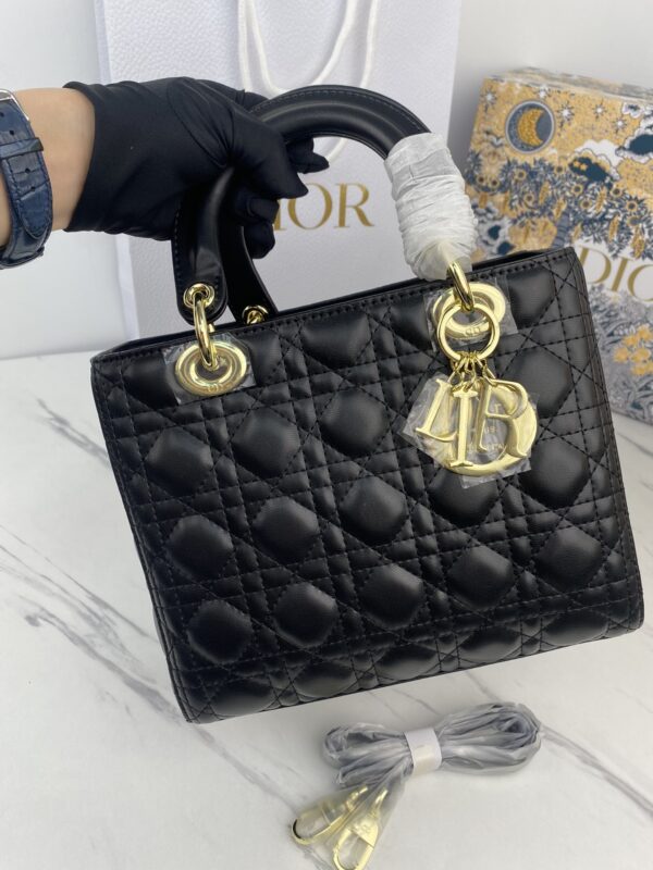 DIOR MEDIUM LADY BLACK CANNAGE M0565ONGE_M900 24CM - Image 6