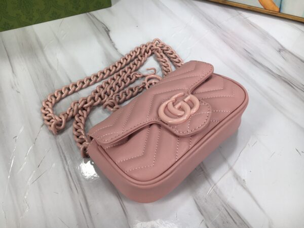 GUCCI WOMEN'S NATURAL GG MARMONT LEATHER BAG LIGHT PINK 16.5CM 699757 UM8KV 5909 - Image 3