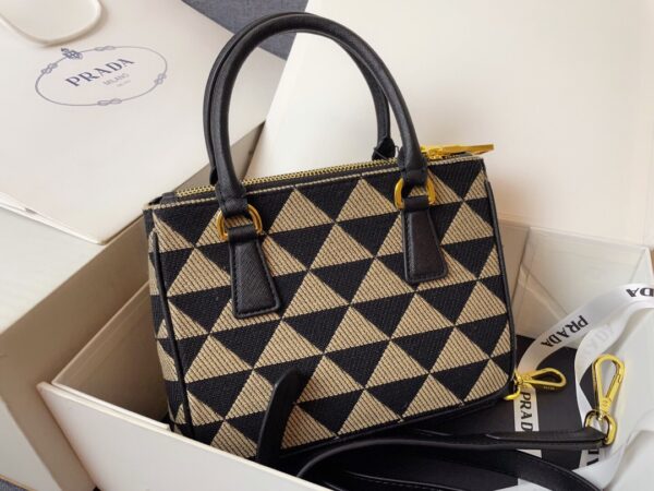 PRADA GALLERIA MINI BAG IN EMBROIDERED JACQUARD BEIGE 1BA9062FKLF0Y30VXOM - Image 3