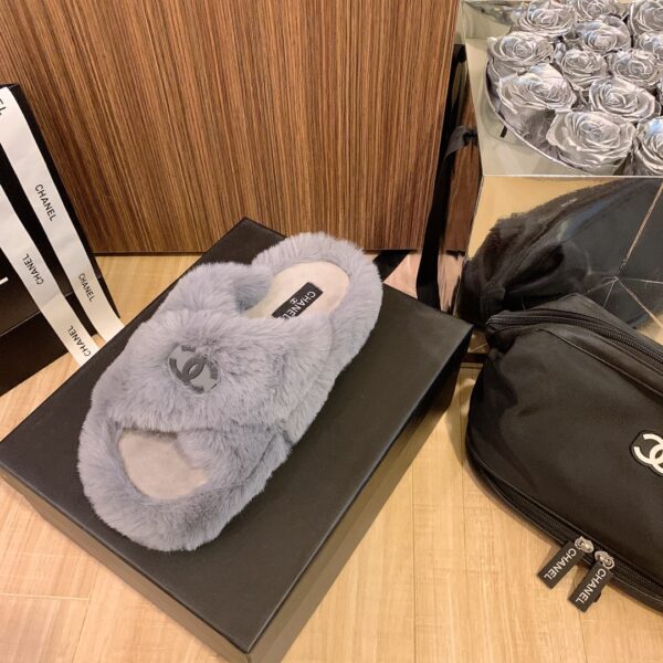 CHANEL SLIPPERS CROSS STRAP GREY - Image 6