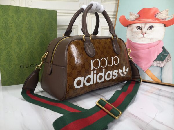 GUCCI x ADIDAS MINI DUFFLE BAG BROWN 31.5CM 702397 UVSFT 7268 - Image 5