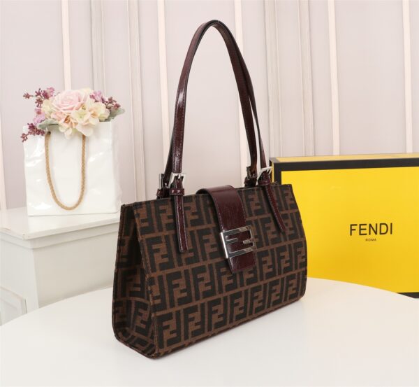 FENDI 1990S ZUCCA BORSA FF BROWN TOTE MARRONE 30CM - Image 3