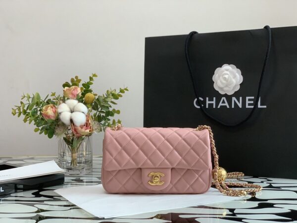 CHANEL QUILTED MINI CC RECTANGULAR FLAP BAG 20CM PINK - Image 6