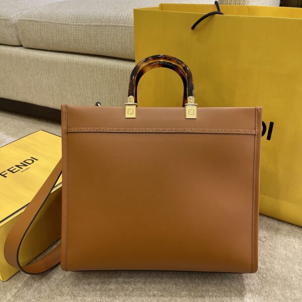 FENDI SUNSHINE MEDIUM BROWN LEATHER SHOPPER 35CM 8BH386ABVLF0PWZ - Image 7