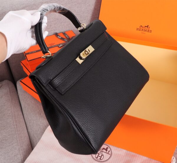 HERMES KELLY BLACK SELLIER ROUGE EPSOM GOLD HARDWARE 25CM - Image 5