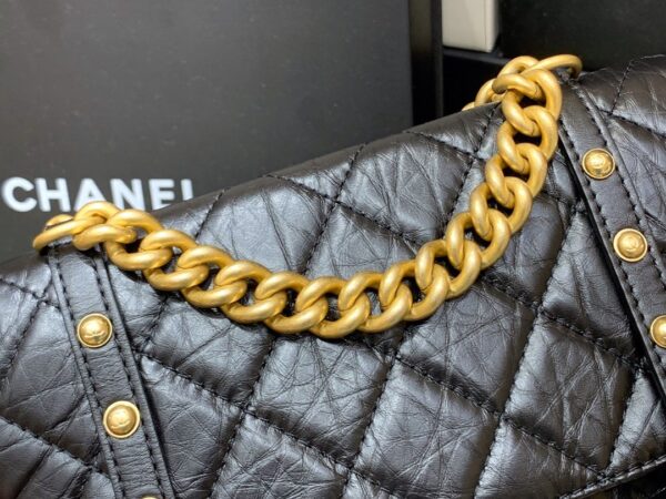 CHANEL FLAP GOLD TONE MENTAL BAG BLACK 25CM - Image 7