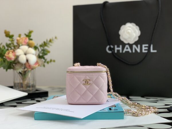 CHANEL MINI VANITY WITH CHAIN GOLD LIGHT PINK 11CM - Image 8