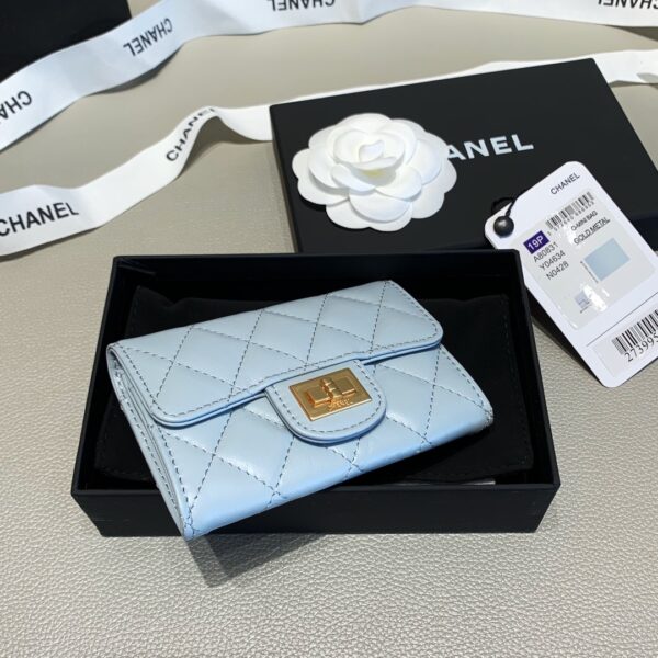 CHANEL 2.55 FLAP CARD HOLDER LIGHT BLUE WALLET - Image 7