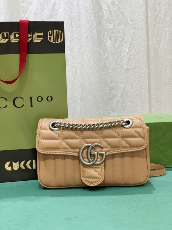 GUCCI GG MARMONT MINI SHOULDER BAG ROSE BEIGE 23CM 446744 UM8AN 2754 - Image 8