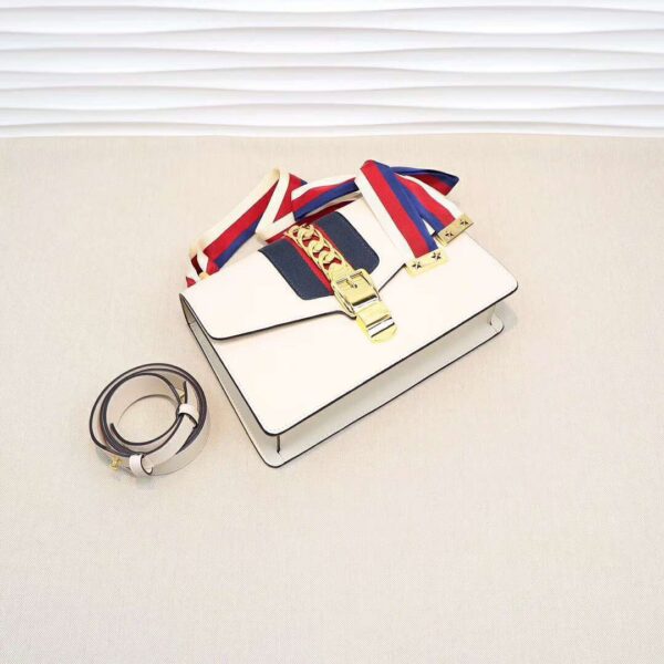 GUCCI SYLVIE LEATHER MINI CHAIN BAG WHITE 25.5CM - Image 8