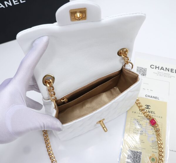 CHANEL MINI FLAP BAG WHITE 17CM - Image 9