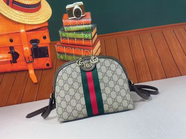 GUCCI OPHIDIA GG SMALL SHOULDER BAG BEIGE WITH BROWN LEATHER 23.5CM 499621 K05NG 8745 - Image 2