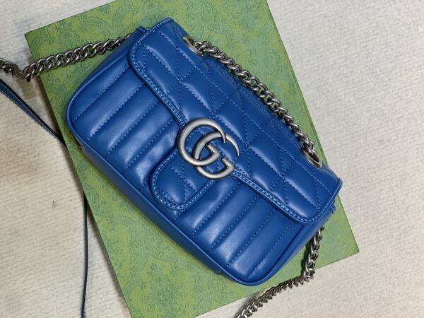 GUCCI GG MARMONT MINI SHOULDER BAG BLUE 23CM  ?443497 UM8AF 4340 - Image 4