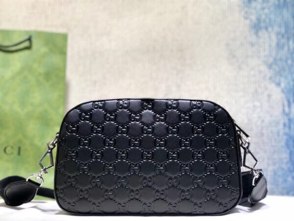 GUCCI BLACK LOGO EMBOSSED HAND BAG 24.5CM 475429 CWCBN 1000 - Image 7