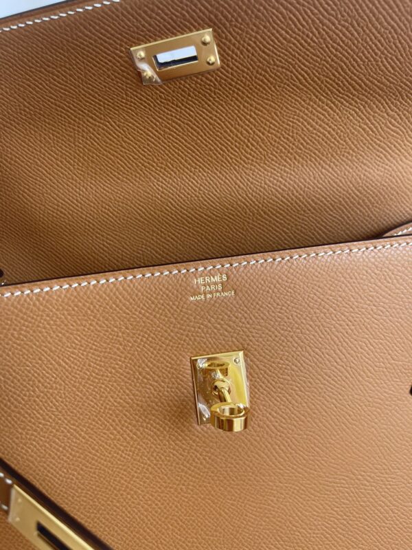 HERMES KELLY SELLIER EN DESORDRE EPSOM GOLD-TONED HARDWARE BROWN 25CM - Image 3