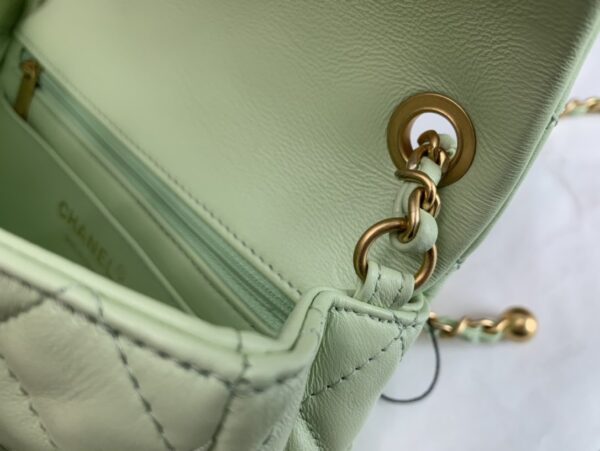 CHANEL QUILTED MINI CC RECTANGULAR FLAP BAG 20CM GREEN - Image 8