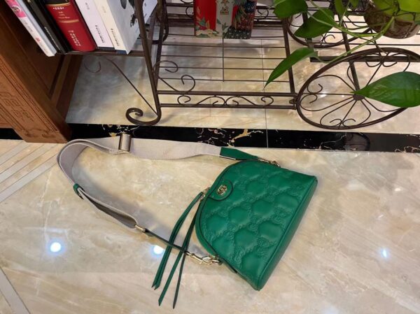 GUCCI GG MATELASSÉ LEATHER SMALL BAG GREEN 23CM ?702229 UM8HG 3389 - Image 2